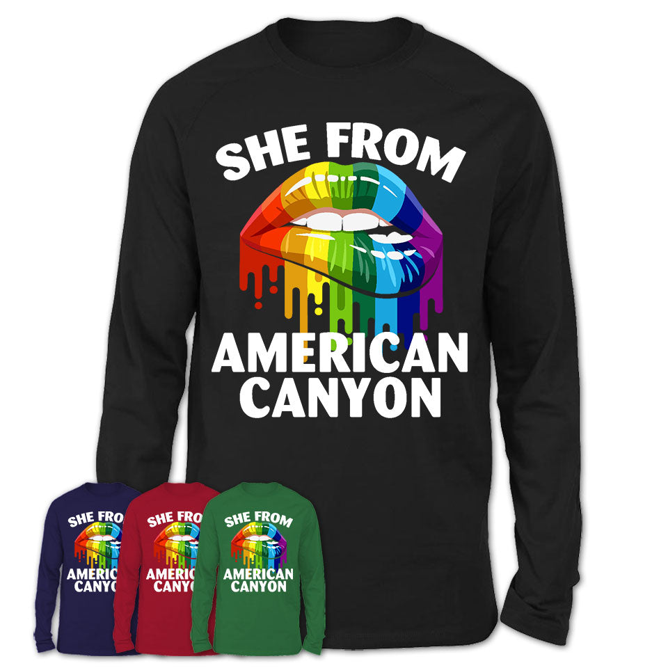 She From American Canyon California T-Shirt LGBT Pride Sexy Lips Gift Shirt