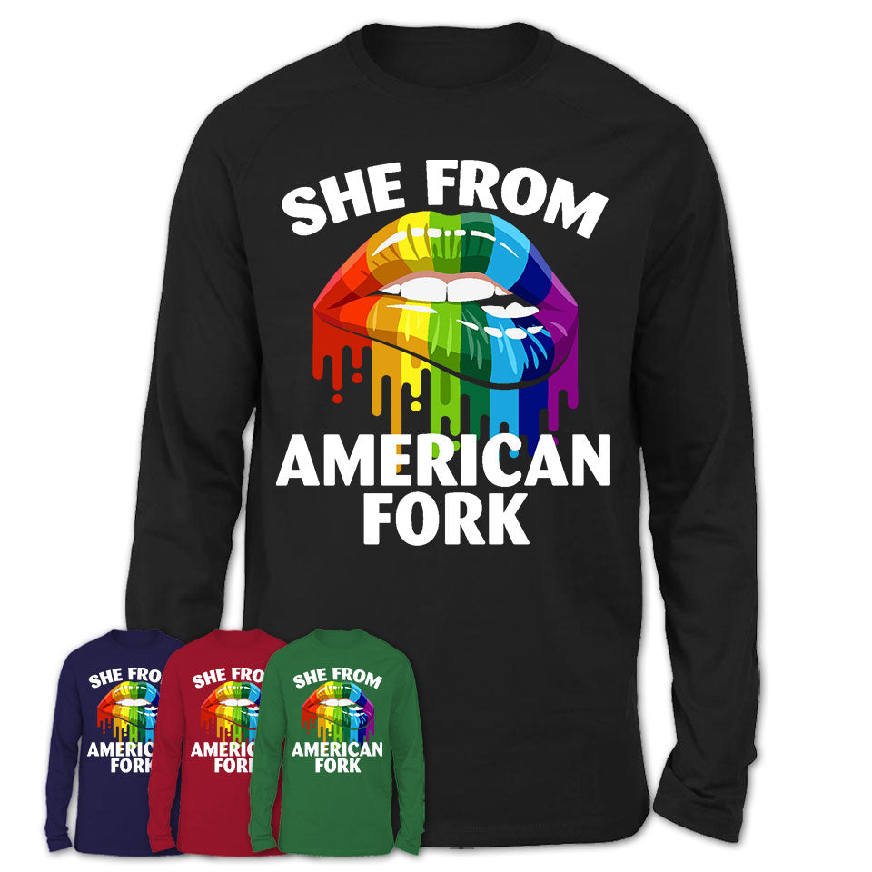 She From American Fork Utah T-Shirt LGBT Pride Sexy Lips Gift Shirt