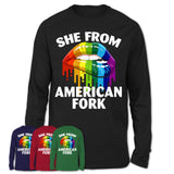 She From American Fork Utah T-Shirt LGBT Pride Sexy Lips Gift Shirt