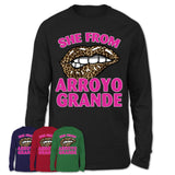 She From Arroyo Grande California Gift Cheetah Leopard Sexy Lips Shirt