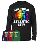 She From Atlantic City New Jersey T-Shirt LGBT Pride Sexy Lips Gift Shirt