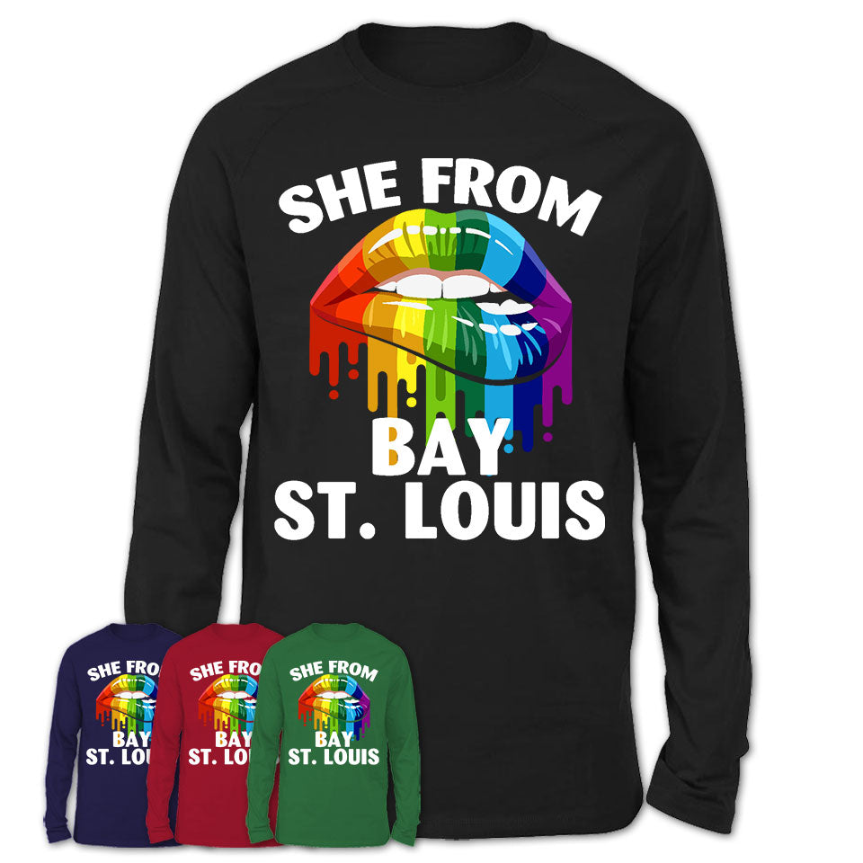 She From Bay St. Louis Mississippi T-Shirt LGBT Pride Sexy Lips Gift Shirt