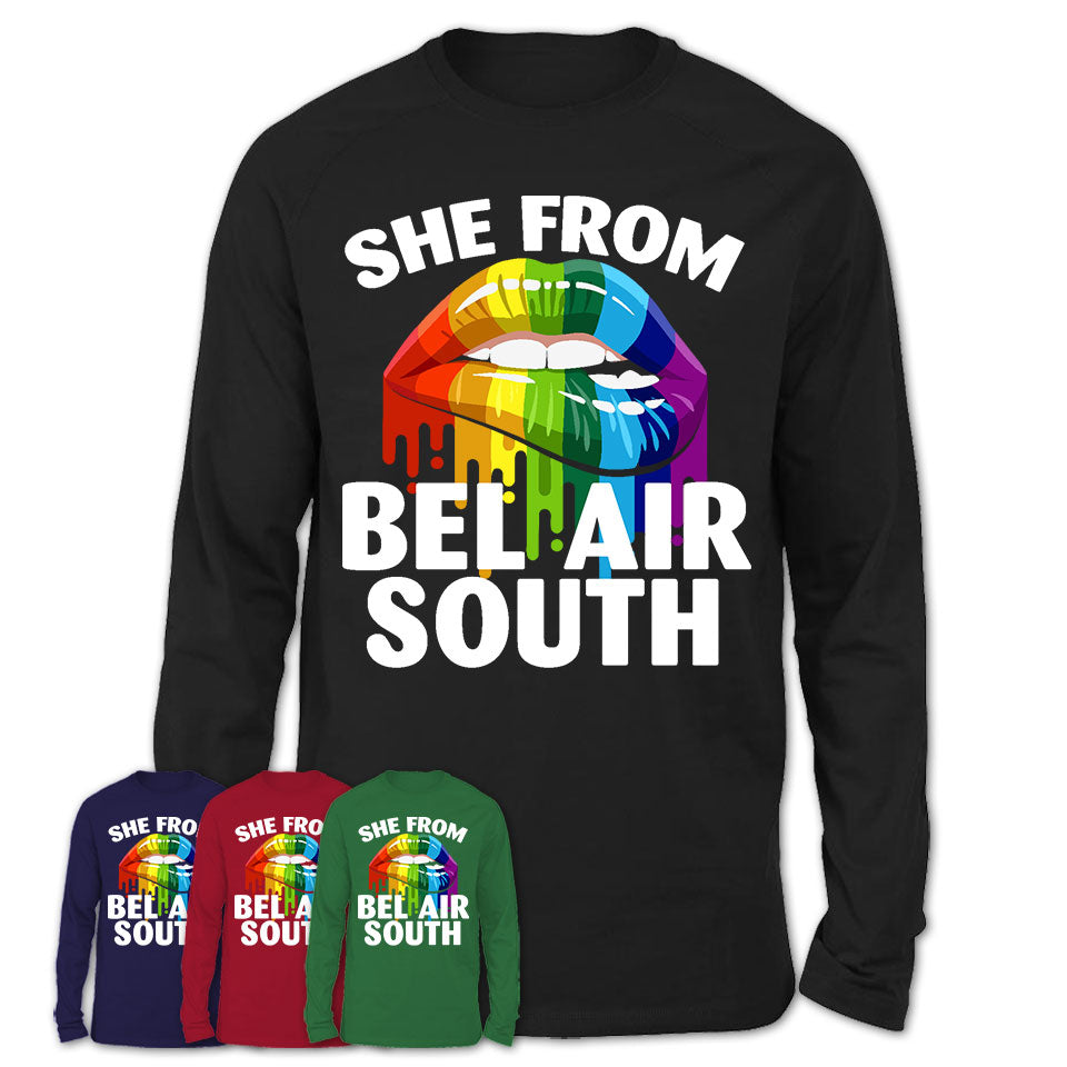 She From Bel Air South Maryland T-Shirt LGBT Pride Sexy Lips Gift Shirt