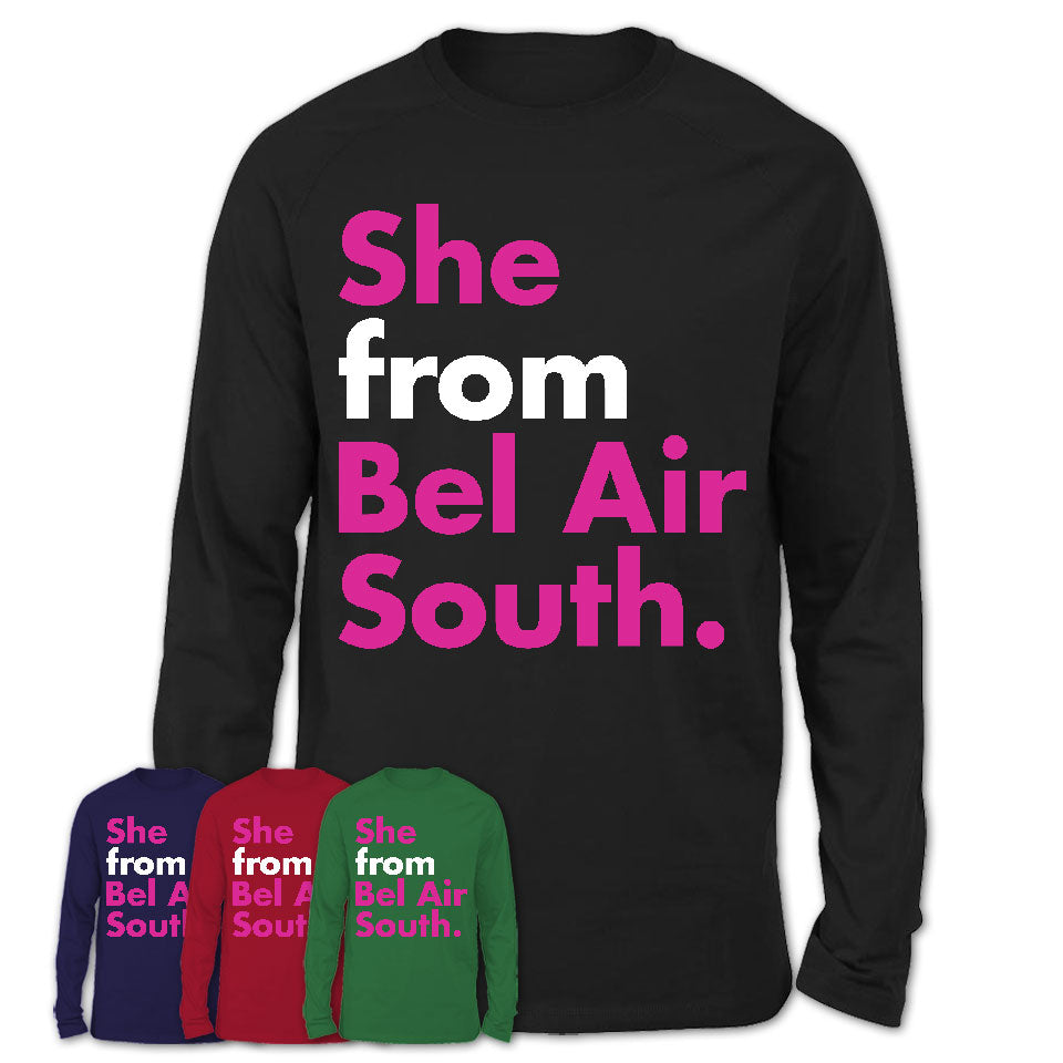She From Bel Air South Shirt Maryland State Birthday Gift For Her
