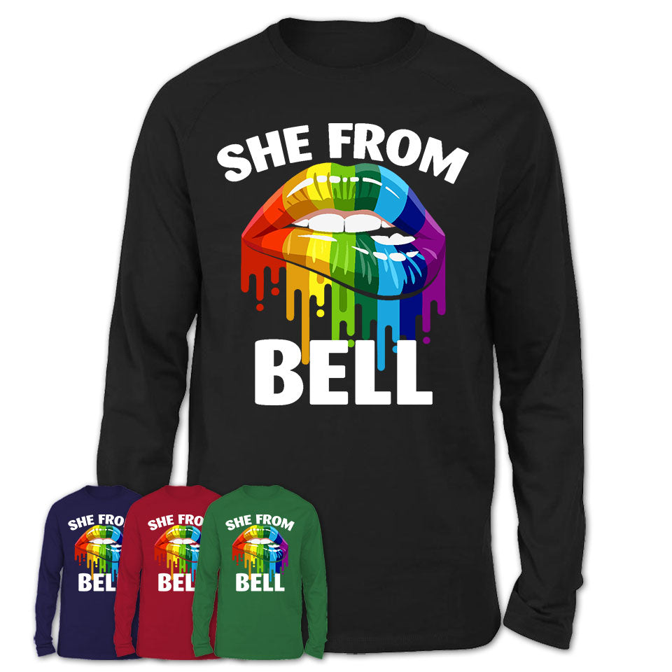 She From Bell California T-Shirt LGBT Pride Sexy Lips Gift Shirt
