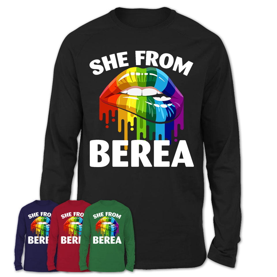 She From Berea Ohio T-Shirt LGBT Pride Sexy Lips Gift Shirt