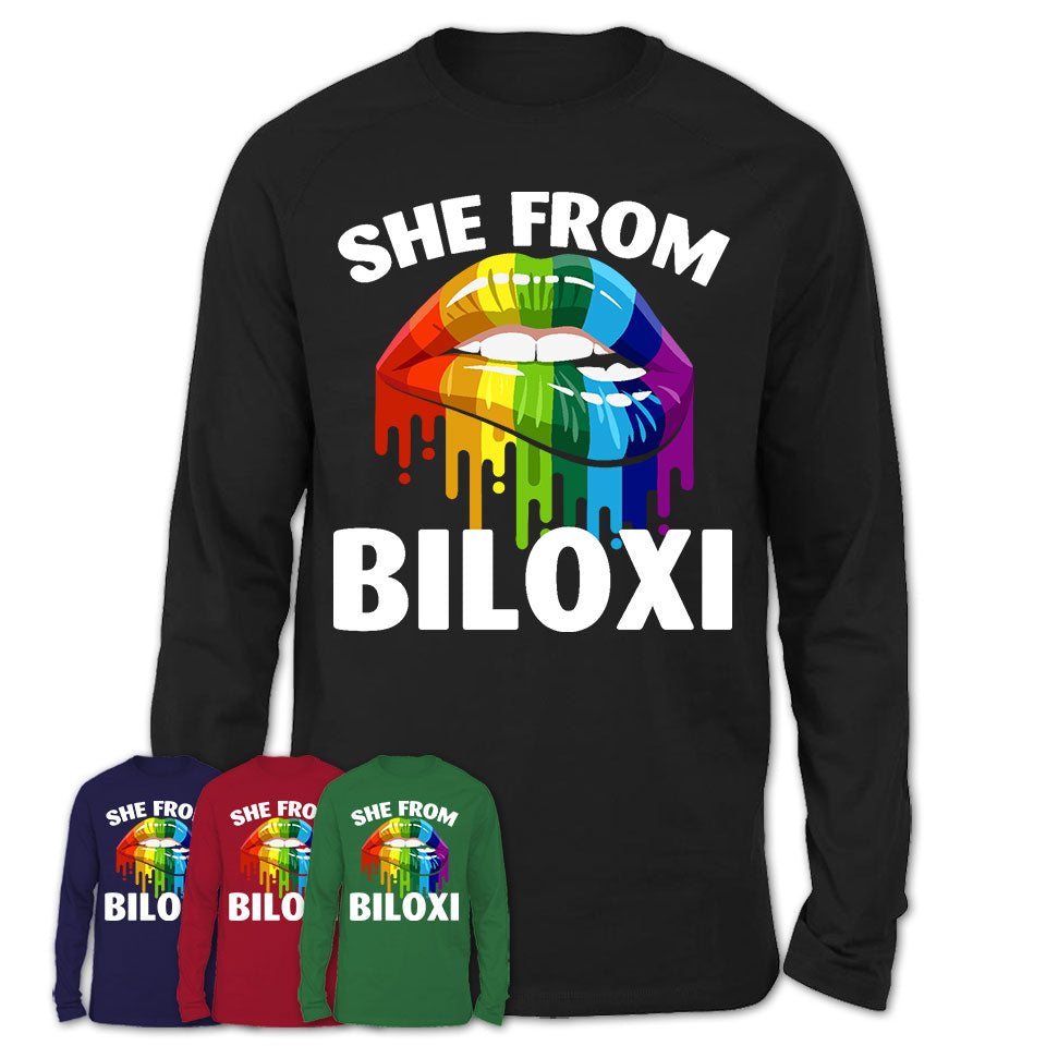 She From Biloxi Mississippi T-Shirt LGBT Pride Sexy Lips Gift Shirt