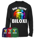 She From Biloxi Mississippi T-Shirt LGBT Pride Sexy Lips Gift Shirt