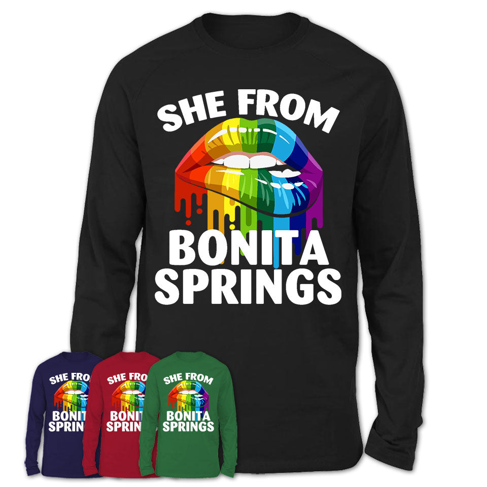 She From Bonita Springs Florida T-Shirt LGBT Pride Sexy Lips Gift Shirt