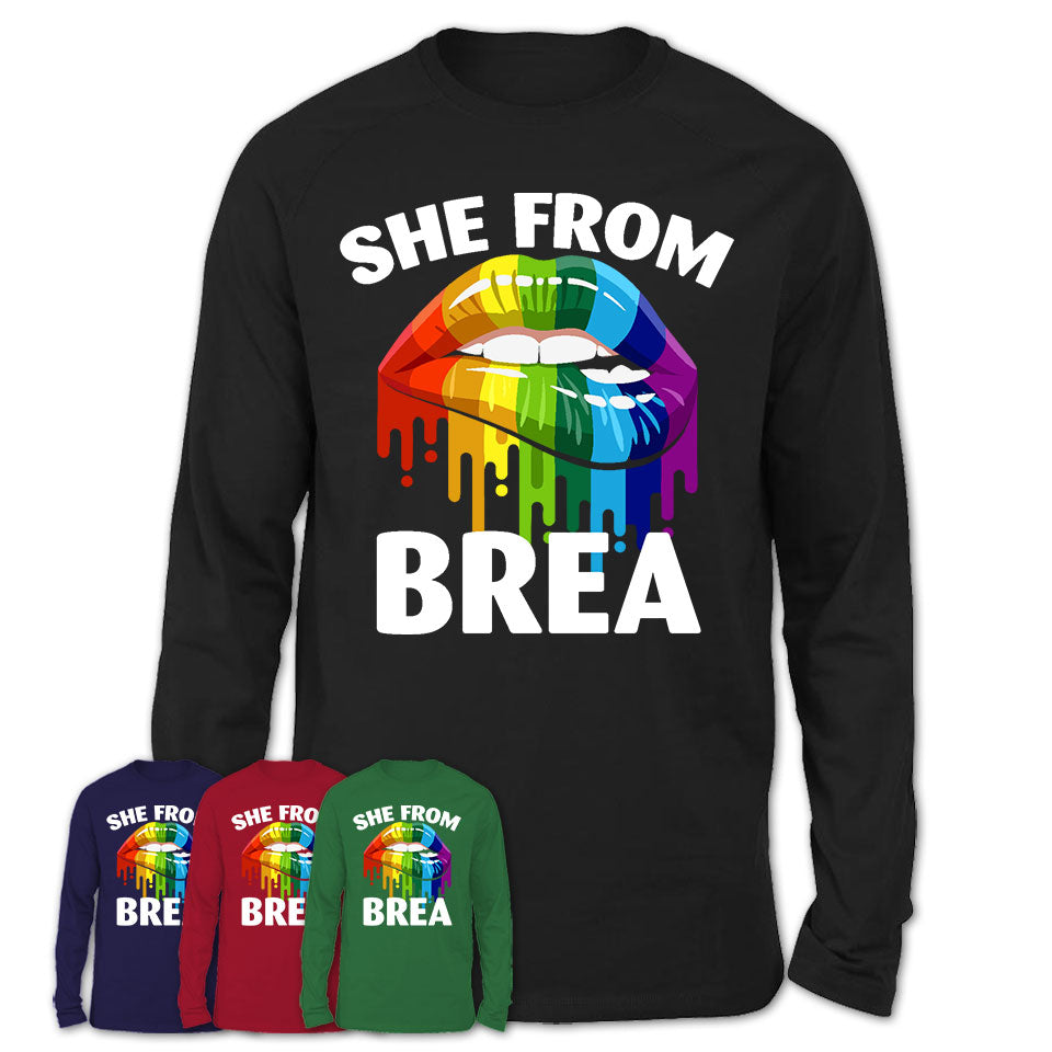 She From Brea California T-Shirt LGBT Pride Sexy Lips Gift Shirt