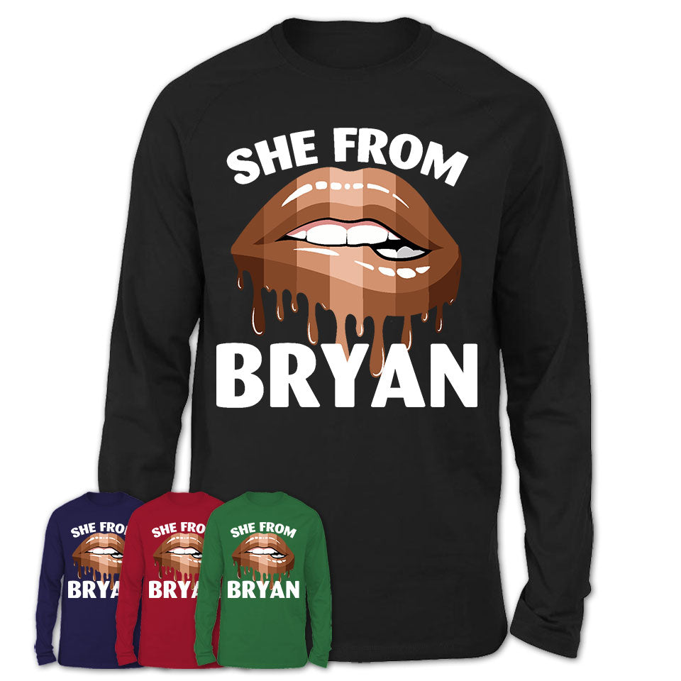 She From Bryan Texas T-Shirt Black Lives Matter Sexy Lips Girl Shirt
