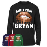 She From Bryan Texas T-Shirt Black Lives Matter Sexy Lips Girl Shirt