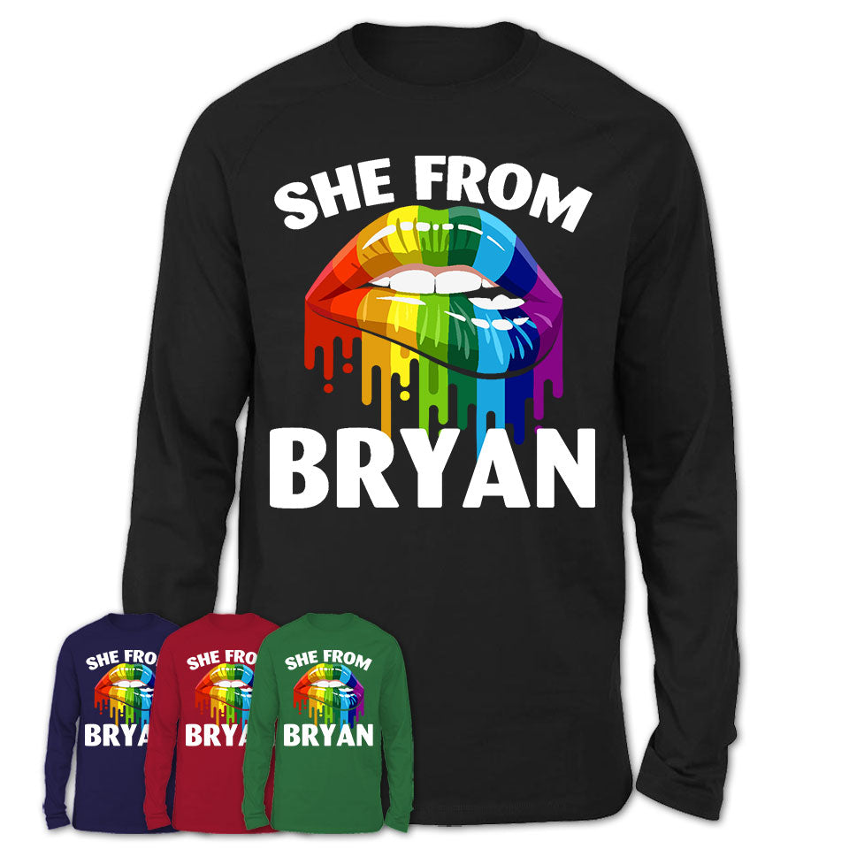 She From Bryan Texas T-Shirt LGBT Pride Sexy Lips Gift Shirt