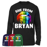 She From Bryan Texas T-Shirt LGBT Pride Sexy Lips Gift Shirt