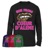 She From Coeur d'Alene Idaho Gift Cheetah Leopard Sexy Lips Shirt