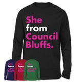 She From Council Bluffs Shirt Iowa State Birthday Gift For Her