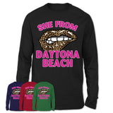 She From Daytona Beach Florida Gift Cheetah Leopard Sexy Lips Shirt