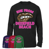 She From Deerfield Beach Florida Gift Cheetah Leopard Sexy Lips Shirt