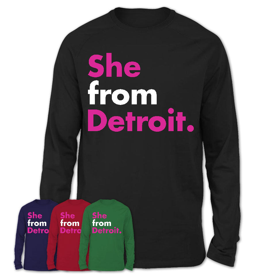 She From Detroit Shirt Michigan State Birthday Gift For Her