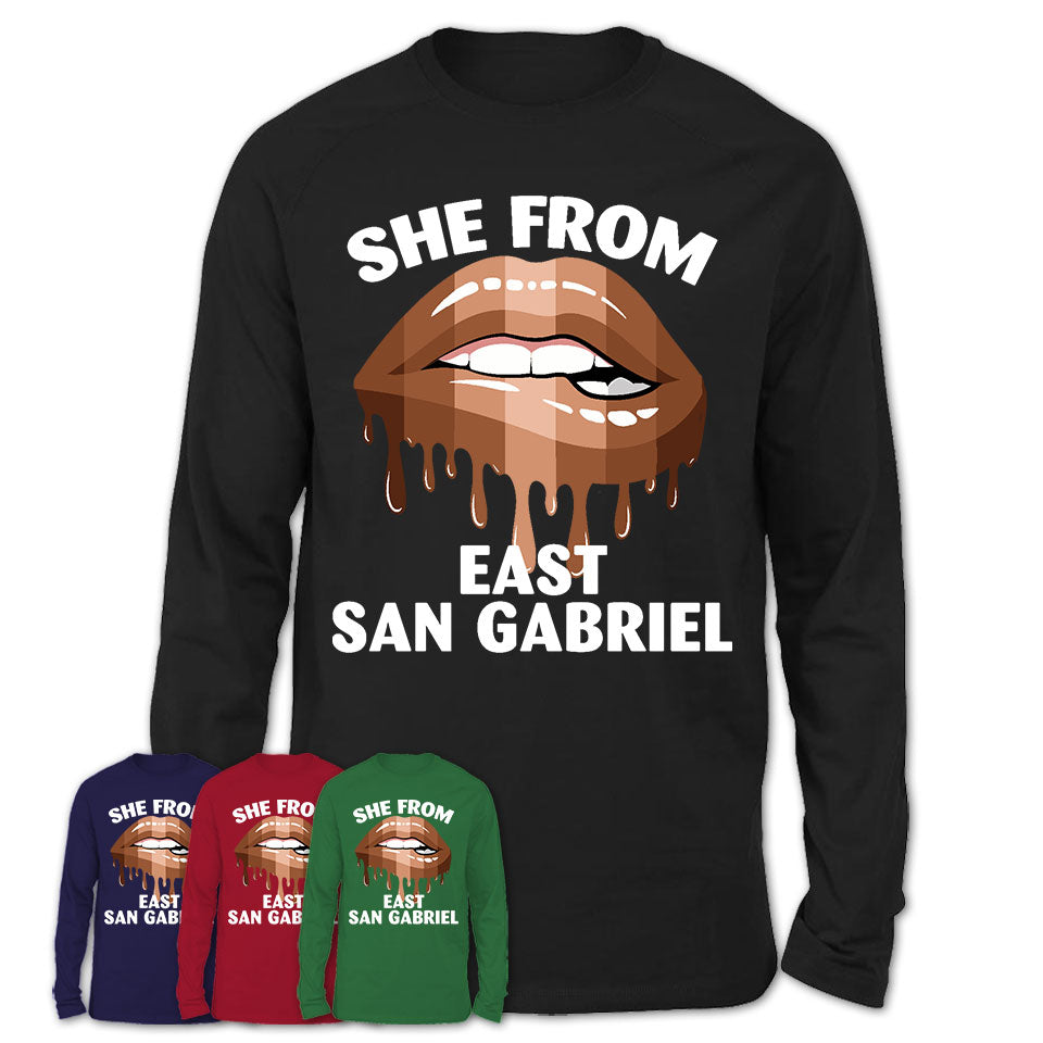 She From East San Gabriel California T-Shirt Black Lives Matter Sexy Lips Girl Shirt