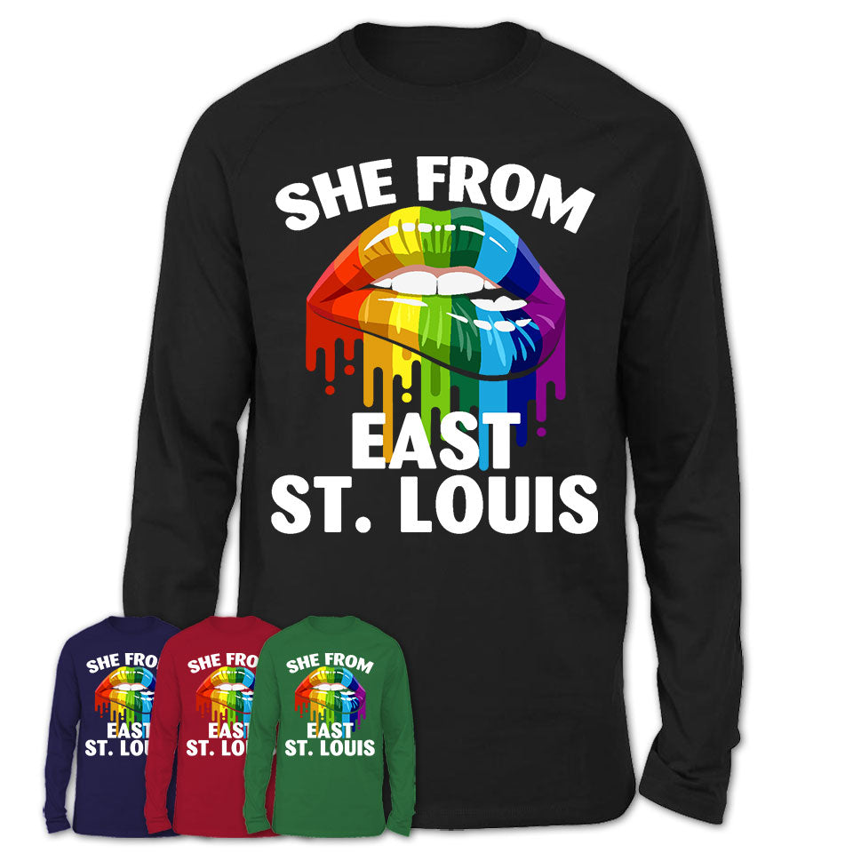 She From East St. Louis Illinois T-Shirt LGBT Pride Sexy Lips Gift Shirt