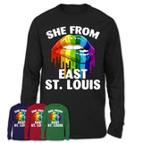 She From East St. Louis Illinois T-Shirt LGBT Pride Sexy Lips Gift Shirt