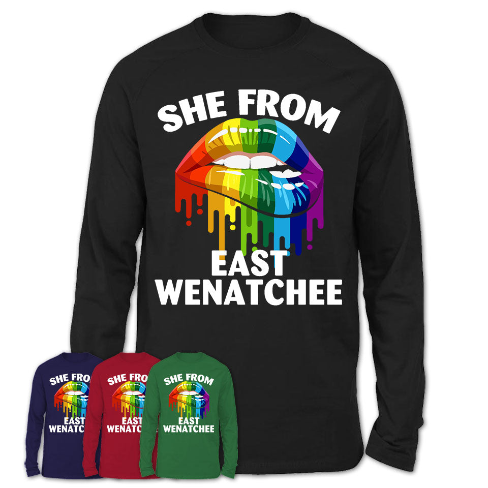She From East Wenatchee Washington T-Shirt LGBT Pride Sexy Lips Gift Shirt