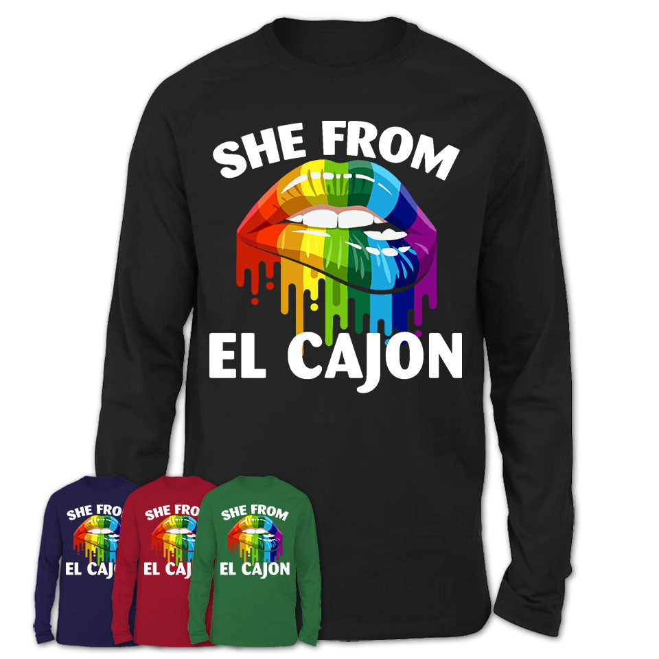 She From El Cajon California T-Shirt LGBT Pride Sexy Lips Gift Shirt