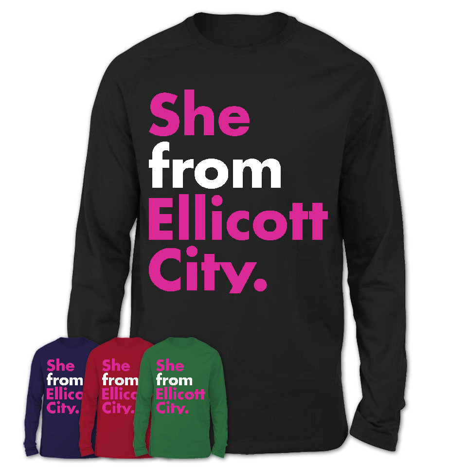 She From Ellicott City Shirt Maryland State Birthday Gift For Her