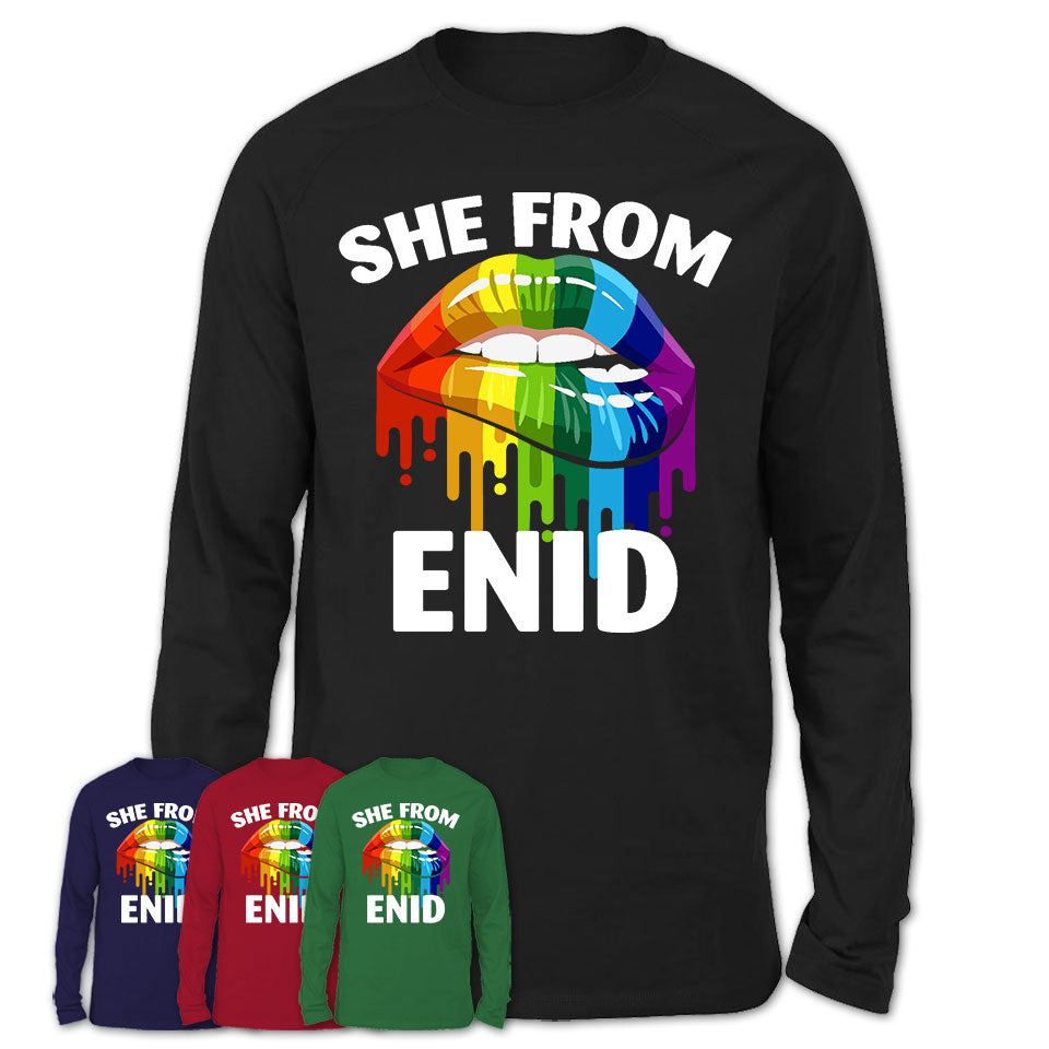 She From Enid Oklahoma T-Shirt LGBT Pride Sexy Lips Gift Shirt
