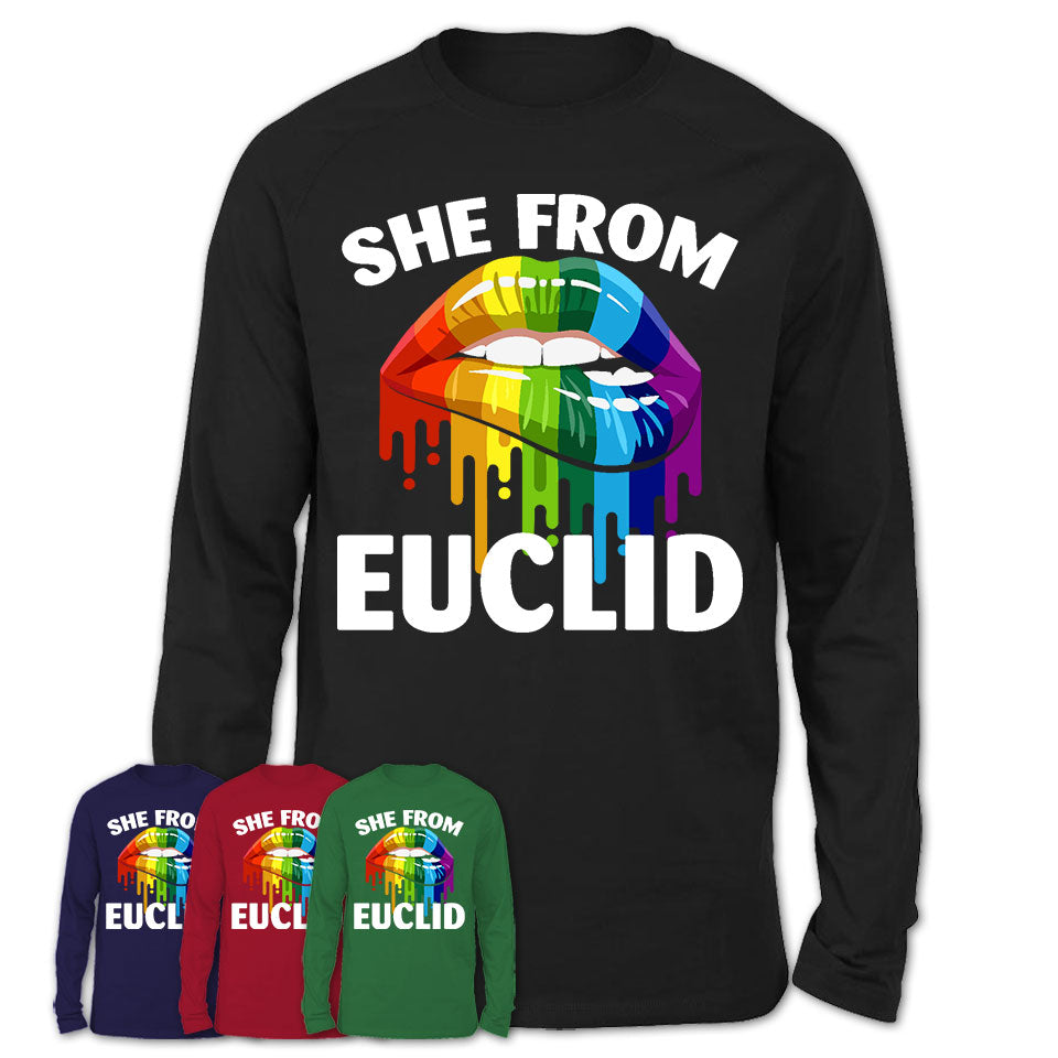 She From Euclid Ohio T-Shirt LGBT Pride Sexy Lips Gift Shirt