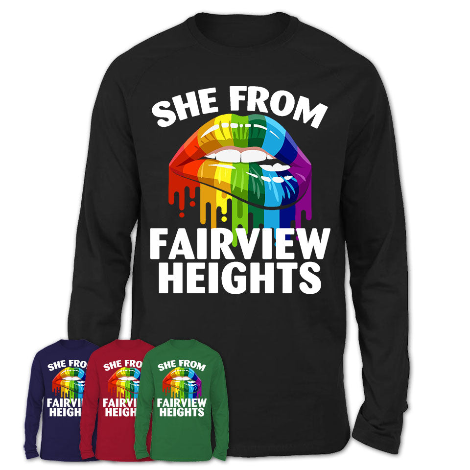 She From Fairview Heights Illinois T-Shirt LGBT Pride Sexy Lips Gift Shirt