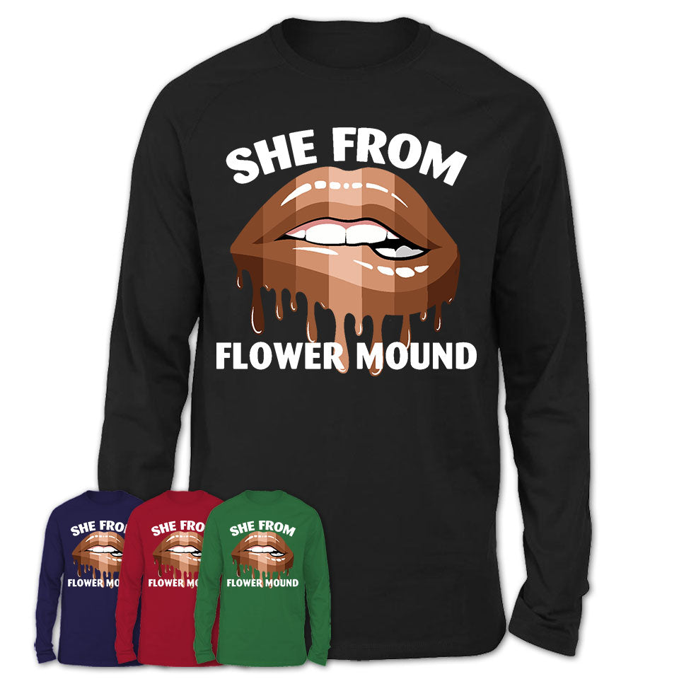 She From Flower Mound Texas T-Shirt Black Lives Matter Sexy Lips Girl Shirt