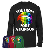 She From Fort Atkinson Wisconsin T-Shirt LGBT Pride Sexy Lips Gift Shirt