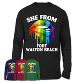 She From Fort Walton Beach Florida T-Shirt LGBT Pride Sexy Lips Gift Shirt