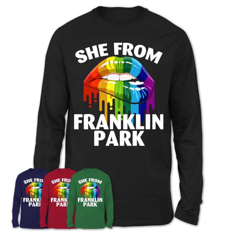 She From Franklin Park Illinois T-Shirt LGBT Pride Sexy Lips Gift Shirt