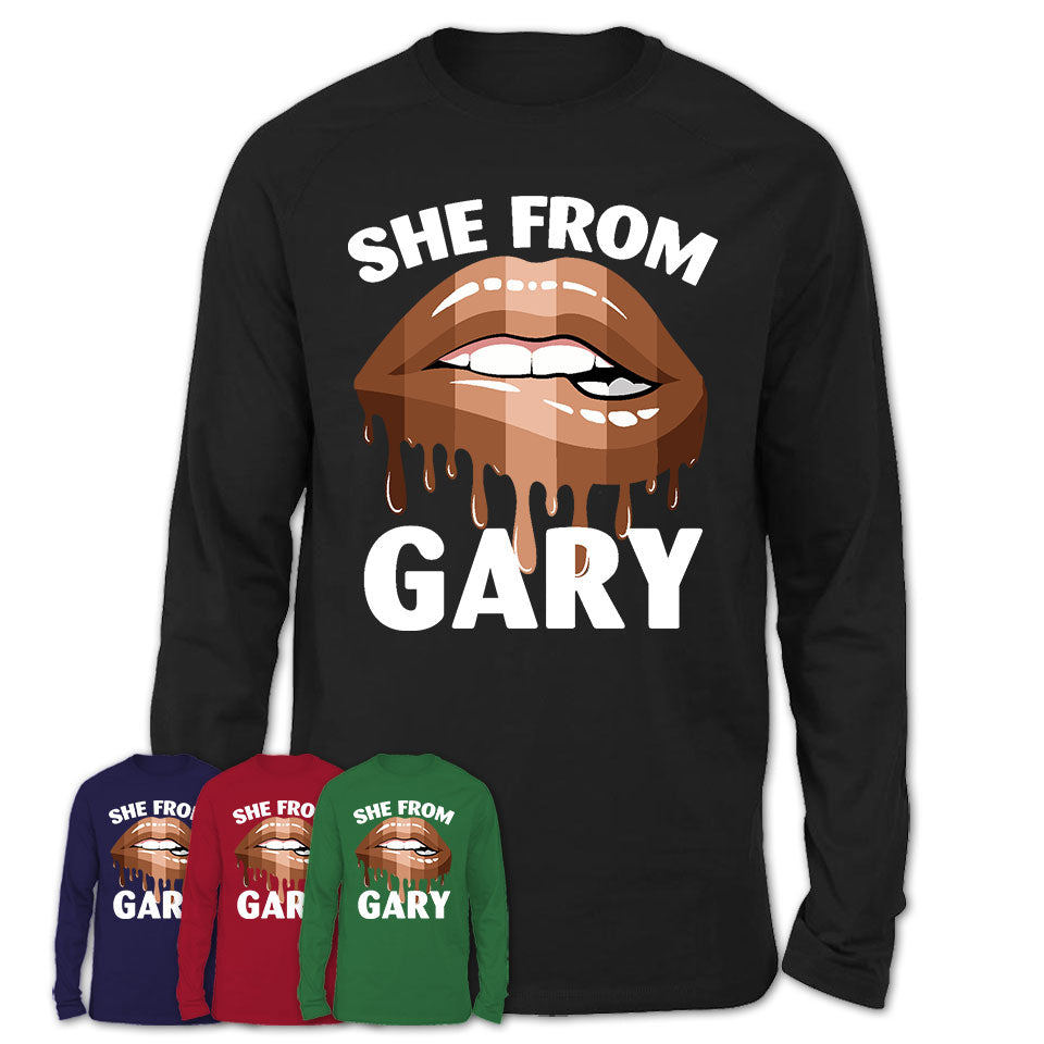 She From Gary Indiana T-Shirt Black Lives Matter Sexy Lips Girl Shirt