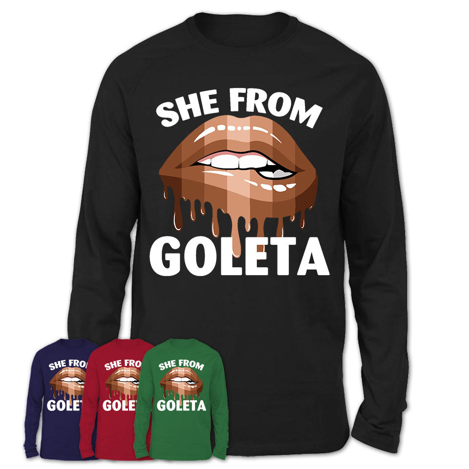 She From Goleta California T-Shirt Black Lives Matter Sexy Lips Girl Shirt