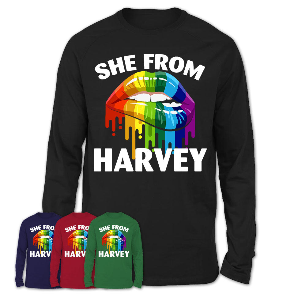 She From Harvey Illinois T-Shirt LGBT Pride Sexy Lips Gift Shirt