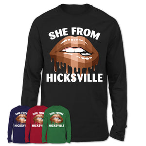 She From Hicksville New York T-Shirt Black Lives Matter Sexy Lips Girl Shirt