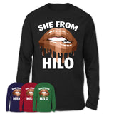 She From Hilo Hawaii T-Shirt Black Lives Matter Sexy Lips Girl Shirt