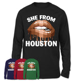 She From Houston Texas T-Shirt Black Lives Matter Sexy Lips Girl Shirt