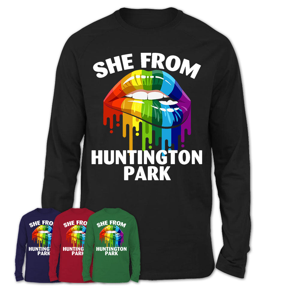 She From Huntington Park California T-Shirt LGBT Pride Sexy Lips Gift Shirt