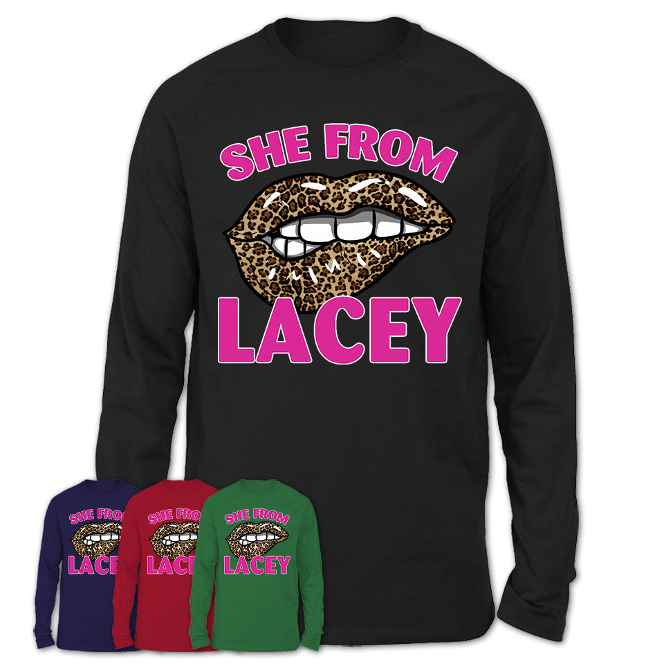 She From Lacey Washington Gift Cheetah Leopard Sexy Lips Shirt