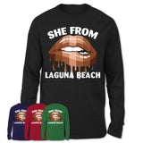 She From Laguna Beach California T-Shirt Black Lives Matter Sexy Lips Girl Shirt