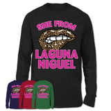 She From Laguna Niguel California Gift Cheetah Leopard Sexy Lips Shirt