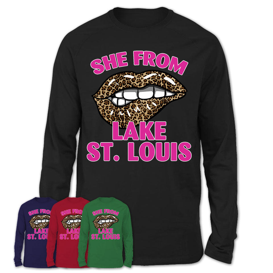 She From Lake St. Louis Missouri Gift Cheetah Leopard Sexy Lips Shirt