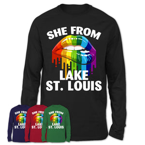 She From Lake St. Louis Missouri T-Shirt LGBT Pride Sexy Lips Gift Shirt