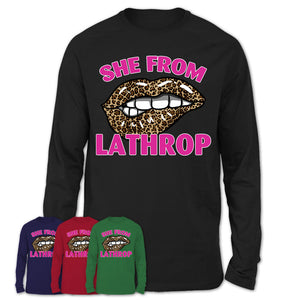 She From Lathrop California Gift Cheetah Leopard Sexy Lips Shirt