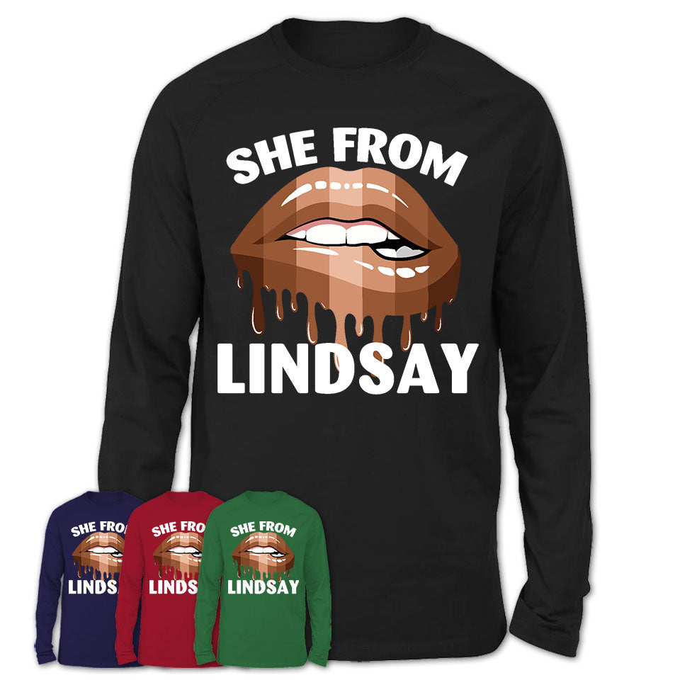 She From Lindsay California T-Shirt Black Lives Matter Sexy Lips Girl Shirt